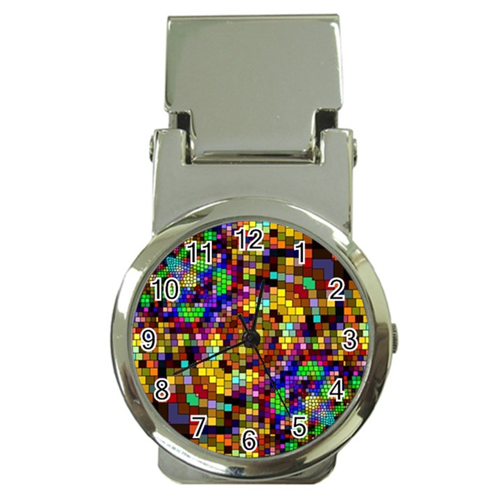 Color Mosaic Background Wall Money Clip Watches