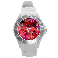 Color Abstract Background Textures Round Plastic Sport Watch (l) by Sapixe