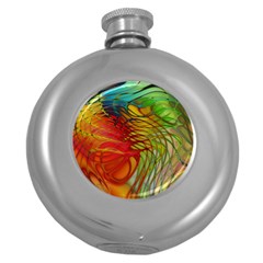 Texture Art Color Pattern Round Hip Flask (5 Oz)