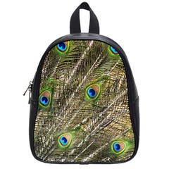 Peacock Feathers Color Plumage Green School Bag (small)