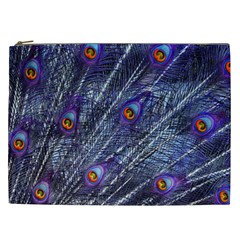 Peacock Feathers Color Plumage Blue Cosmetic Bag (xxl) by Sapixe