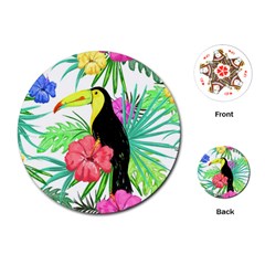 Leaves Tropical Nature Green Plant Playing Cards (round)