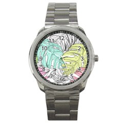 Leaves Tropical Nature Plant Sport Metal Watch