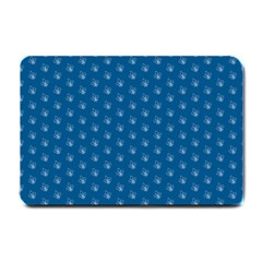 Quebec French Royal Fleur De Lys Elegant Pattern Blue Blue Quebec Fleur De Lys Pattern Blue Small Doormat 