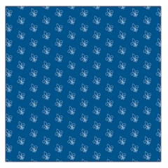 Quebec French Royal Fleur De Lys Elegant Pattern Blue Blue Quebec Fleur De Lys Pattern Blue Large Satin Scarf (square) by Quebec