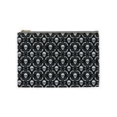 Pattern Skull And Bats Vintage Halloween Black Cosmetic Bag (medium) by genx