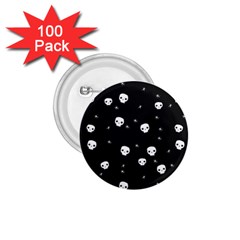 Pattern Skull Stars Halloween Gothic On Black Background 1 75  Buttons (100 Pack)  by genx