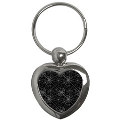 Pattern Spiderweb Halloween Gothic On Black Background Key Chains (heart)  by genx