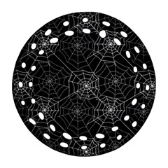 Pattern Spiderweb Halloween Gothic On Black Background Round Filigree Ornament (two Sides) by genx