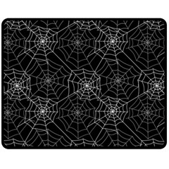 Pattern Spiderweb Halloween Gothic On Black Background Double Sided Fleece Blanket (medium)  by genx