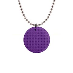 Pattern Spiders Purple And Black Halloween Gothic Modern 1  Button Necklace by genx