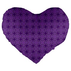 Pattern Spiders Purple And Black Halloween Gothic Modern Large 19  Premium Flano Heart Shape Cushions by genx