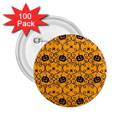 Pattern Pumpkin Spider Vintage Halloween Gothic Orange And Black 2 25  Buttons (100 Pack)  by genx