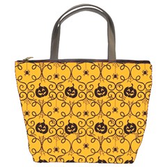 Pattern Pumpkin Spider Vintage Halloween Gothic Orange And Black Bucket Bag by genx
