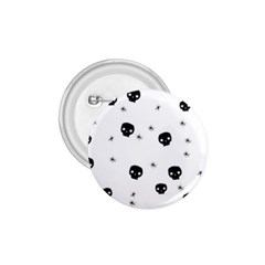 Pattern Skull Stars Handrawn Naive Halloween Gothic Black And White 1 75  Buttons by genx