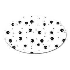 Pattern Skull Stars Handrawn Naive Halloween Gothic Black And White Oval Magnet by genx