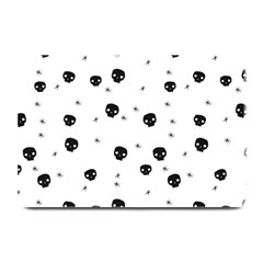 Pattern Skull Stars Handrawn Naive Halloween Gothic Black And White Plate Mats by genx