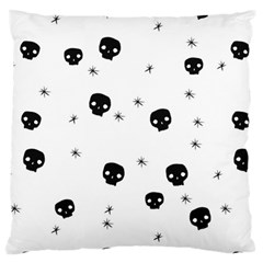 Pattern Skull Stars Handrawn Naive Halloween Gothic Black And White Large Flano Cushion Case (one Side) by genx