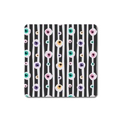 Pattern Eyeball Black And White Naive Stripes Gothic Halloween Square Magnet by genx