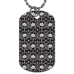 Pattern Pumpkin Spider Vintage Gothic Halloween Black And White Dog Tag (one Side) by genx