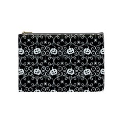 Pattern Pumpkin Spider Vintage Gothic Halloween Black And White Cosmetic Bag (medium) by genx