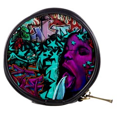 Graffiti Woman And Monsters Turquoise Cyan And Purple Bright Urban Art With Stars Mini Makeup Bag by genx