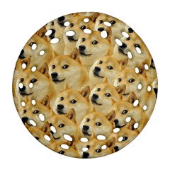 Doge Meme Doggo Kekistan Funny Pattern Round Filigree Ornament (two Sides) by snek