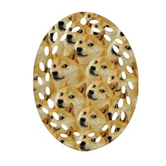 Doge Meme Doggo Kekistan Funny Pattern Ornament (oval Filigree) by snek