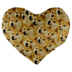 Doge Meme Doggo Kekistan Funny Pattern Large 19  Premium Flano Heart Shape Cushions by snek