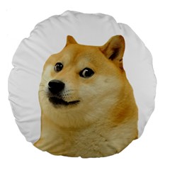 White Doge Meme Alone13k Cowcowshirt Black 15 10 10 100 Large 18  Premium Flano Round Cushions by snek