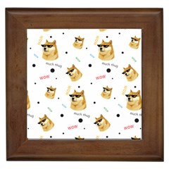 Doge Much Thug Wow Pattern Funny Kekistan Meme Dog White Framed Tiles by snek