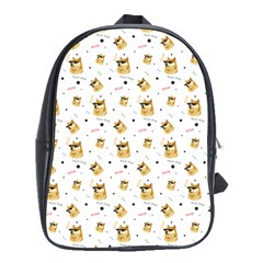 Doge Much Thug Wow Pattern Funny Kekistan Meme Dog White School Bag (xl) by snek