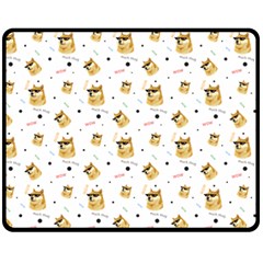 Doge Much Thug Wow Pattern Funny Kekistan Meme Dog White Double Sided Fleece Blanket (medium)  by snek