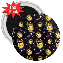Doge Much Thug WOW Pattern Funny Kekistan Meme dog black background 3  Magnets (100 pack)