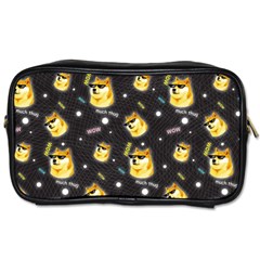 Doge Much Thug Wow Pattern Funny Kekistan Meme Dog Black Background Toiletries Bag (one Side) by snek