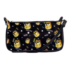 Doge Much Thug Wow Pattern Funny Kekistan Meme Dog Black Background Shoulder Clutch Bag by snek