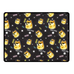 Doge Much Thug Wow Pattern Funny Kekistan Meme Dog Black Background Double Sided Fleece Blanket (small)  by snek