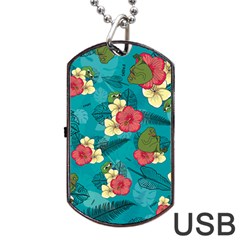 Apu Apustaja And Groyper Pepe The Frog Frens Hawaiian Shirt With Red Hibiscus On Green Background From Kekistan Dog Tag Usb Flash (one Side) by snek