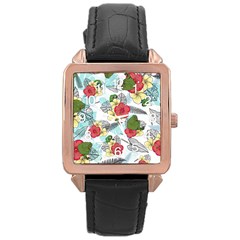 Apu Apustaja And Groyper Pepe The Frog Frens Hawaiian Shirt With Red Hibiscus On White Background From Kekistan Rose Gold Leather Watch  by snek