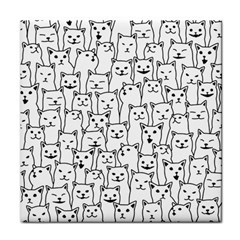 Funny Cat Pattern Organic Style Minimalist On White Background Face Towel by genx