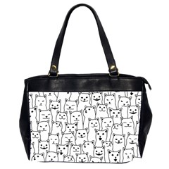 Funny Cat Pattern Organic Style Minimalist On White Background Oversize Office Handbag (2 Sides)