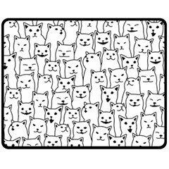 Funny Cat Pattern Organic Style Minimalist On White Background Double Sided Fleece Blanket (medium)  by genx