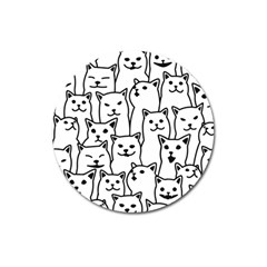 Funny Cat Pattern Organic Style Minimalist On White Background Magnet 3  (round) by genx