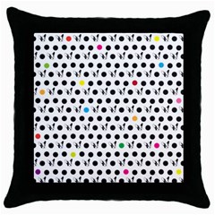 Boston Terrier Dog Pattern With Rainbow And Black Polka Dots Throw Pillow Case (black) by genx