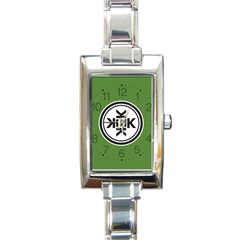 Official Logo Kekistan Circle Green And Black On Dark Green Background Rectangle Italian Charm Watch by snek