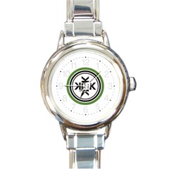 Official Logo Kekistan Circle Green And Black Round Italian Charm Watch by snek