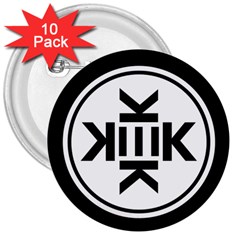 Official Logo Kekistan Circle Black And White 3  Buttons (10 Pack)  by snek