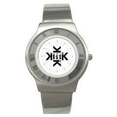 Official Logo Kekistan Circle Black And White Stainless Steel Watch by snek