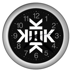 Official Logo Kekistan Circle Black And White On Black Background Wall Clock (silver)