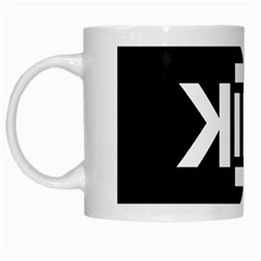 Official Logo Kekistan Circle Black And White On Black Background White Mugs by snek